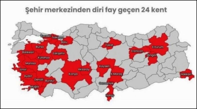 Deprem açısından en riskli 110 ilçe açıklandı Konya’dan 4 ilçe var